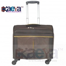 OkaeYa 16 inch 4 wheel Trolley Cabin Bag- Exclusive Pilot Bag Shape-Brown